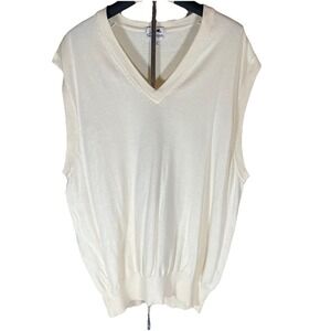 Men's Vtg Slazenger V-Neck Sweater Vest Cream/Ivory Size XL Golf Casual Wear‎